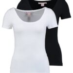 Anna Field kvinner 2 pakke basic t-skjorte svart/hvit P266L293