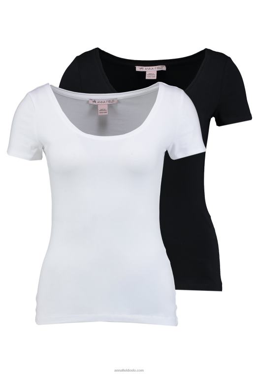 Anna Field kvinner 2 pakke basic t-skjorte svart/hvit P266L293 - Bilde 1