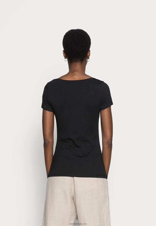 Anna Field kvinner 2 pakke basic t-skjorte svart P266L354 - Bilde 3
