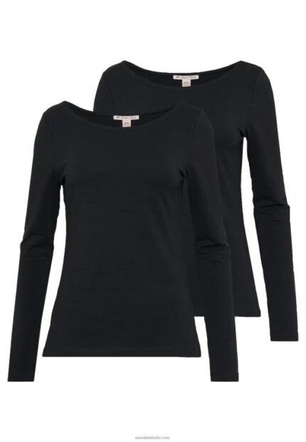 Anna Field kvinner 2 pakke langermet topp svart P266L586