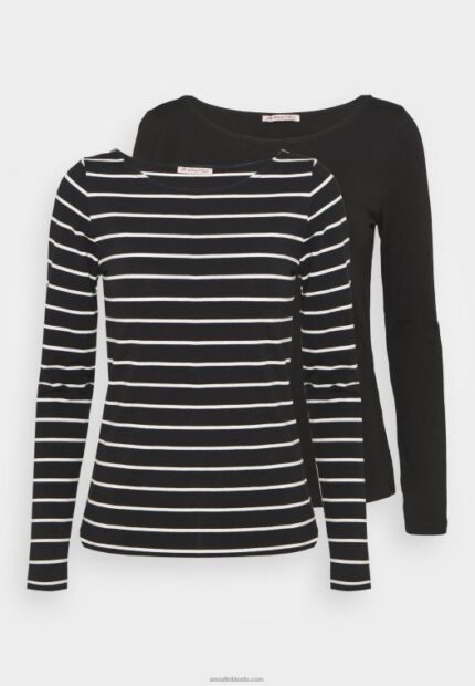 Anna Field kvinner 2 pakke langermet topp svart P266L591