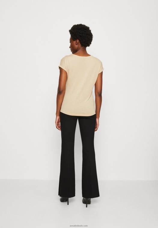 Anna Field kvinner 3-pack basic t-skjorte beige/off-white/rød P266L301 - Bilde 3