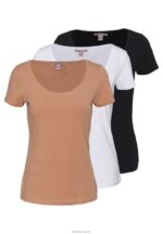 Anna Field kvinner 3 pack basic t-skjorte hvit/camel/svart P266L380