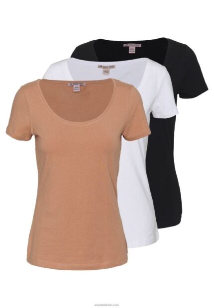 Anna Field kvinner 3 pack basic t-skjorte hvit/camel/svart P266L380