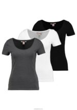 Anna Field kvinner 3 pack basic t-skjorte hvit/svart/mørk grå P266L312 - Bilde 4