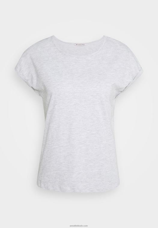 Anna Field kvinner 3-pack basic t-skjorte svart/hvit/flekket lys grå P266L266 - Bilde 11