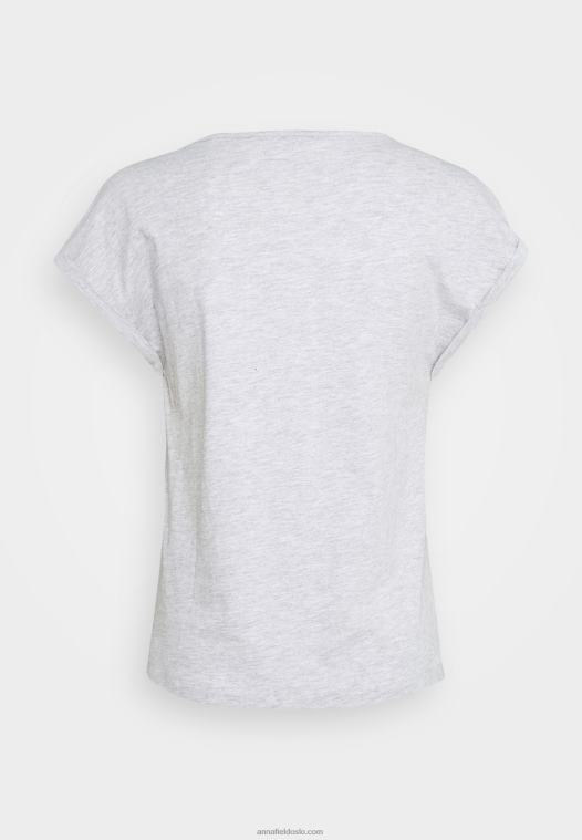Anna Field kvinner 3-pack basic t-skjorte svart/hvit/flekket lys grå P266L266 - Bilde 3