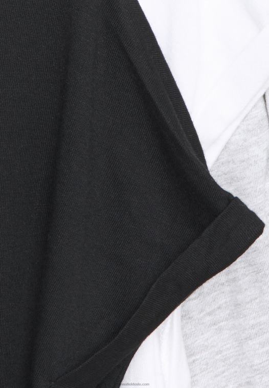 Anna Field kvinner 3-pack basic t-skjorte svart/hvit/flekket lys grå P266L266 - Bilde 4