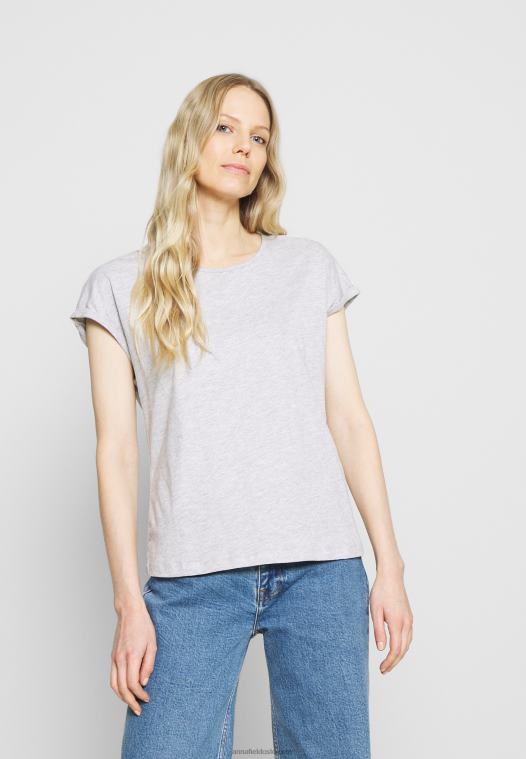 Anna Field kvinner 3-pack basic t-skjorte svart/hvit/flekket lys grå P266L266 - Bilde 9