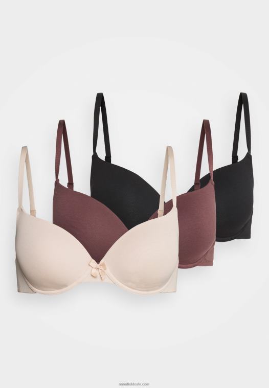 Anna Field kvinner 3-pack t-skjorte bh svart/naken/brun P266L944 - Bilde 6