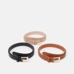 Anna Field kvinner 3-paknings belte svart/konjakk/rosa P266L2726