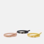 Anna Field kvinner 3 paknings belte svart/rosegullfarget/sennepsgul P266L2750
