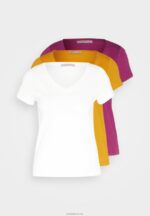 Anna Field kvinner 3-paks basic t-skjorte mørk gul/lilla/hvit P266L255 - Bilde 7