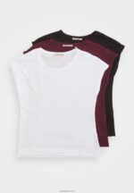 Anna Field kvinner 3-paks basic t-skjorte mørk rød/hvit/svart P266L352 - Bilde 12