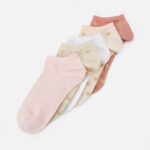 Anna Field kvinner 5 pakke sokker hvit/beige/rosa P266L1136