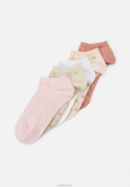 Anna Field kvinner 5 pakke sokker hvit/beige/rosa P266L1136
