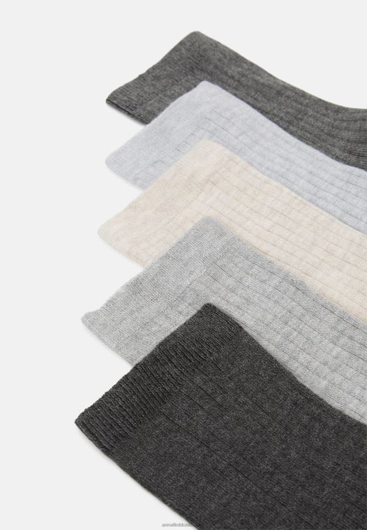 Anna Field kvinner 5 pakke sokker sort/grå P266L1133 - Bilde 2