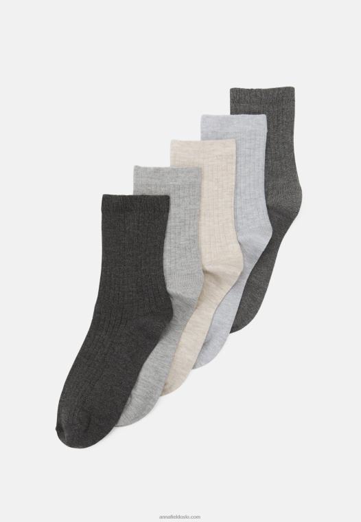 Anna Field kvinner 5 pakke sokker sort/grå P266L1133 - Bilde 1