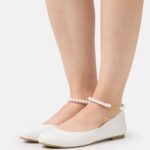 Anna Field kvinner ankelreim ballett pumps hvit P266L2178