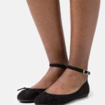 Anna Field kvinner ankelreim ballett pumps svart P266L2157