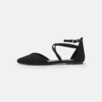 Anna Field kvinner ankelreim ballett pumps svart P266L2160