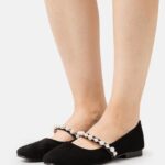 Anna Field kvinner ankelreim ballett pumps svart P266L2166