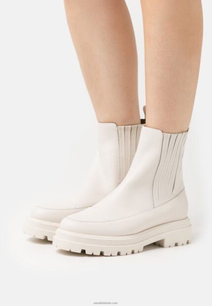 Anna Field kvinner ankelstøvletter i skinn off-white P266L2055