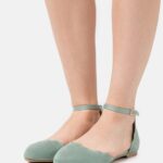 Anna Field kvinner ankelstropp ballett pumps mint P266L2161