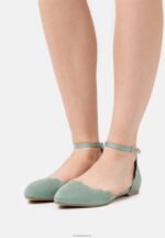 Anna Field kvinner ankelstropp ballett pumps mint P266L2161
