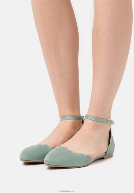 Anna Field kvinner ankelstropp ballett pumps mint P266L2161