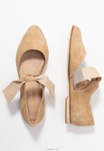 Anna Field kvinner ankelstropp i skinn ballett pumps beige P266L2162 - Bilde 4