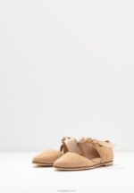 Anna Field kvinner ankelstropp i skinn ballett pumps beige P266L2162 - Bilde 5