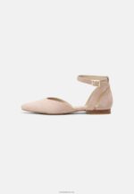 Anna Field kvinner ankelstropp i skinn ballett pumps beige P266L2164 - Bilde 2