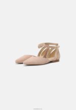 Anna Field kvinner ankelstropp i skinn ballett pumps beige P266L2164 - Bilde 3