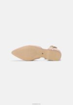 Anna Field kvinner ankelstropp i skinn ballett pumps beige P266L2164 - Bilde 7