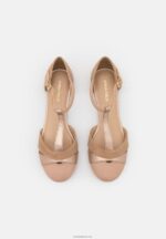 Anna Field kvinner ankelstropp i skinn ballett pumps beige P266L2168 - Bilde 6