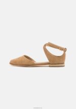 Anna Field kvinner ankelstropp i skinn ballett pumps beige P266L2170 - Bilde 2
