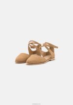 Anna Field kvinner ankelstropp i skinn ballett pumps beige P266L2170 - Bilde 3