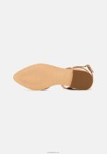 Anna Field kvinner ankelstropp i skinn ballett pumps beige P266L2170 - Bilde 5