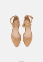 Anna Field kvinner ankelstropp i skinn ballett pumps beige P266L2170 - Bilde 6