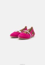 Anna Field kvinner ankelstropp i skinn ballett pumps rosa P266L2179 - Bilde 3