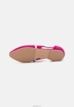 Anna Field kvinner ankelstropp i skinn ballett pumps rosa P266L2179 - Bilde 5