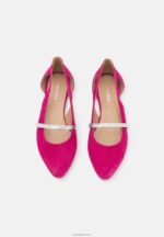 Anna Field kvinner ankelstropp i skinn ballett pumps rosa P266L2179 - Bilde 6