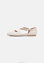 Anna Field kvinner ankelstropp i skinn ballettpumps hvit P266L2167 - Bilde 2