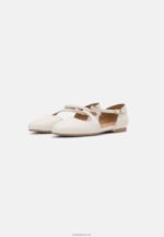 Anna Field kvinner ankelstropp i skinn ballettpumps hvit P266L2167 - Bilde 3