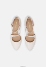 Anna Field kvinner ankelstropp i skinn ballettpumps hvit P266L2167 - Bilde 5