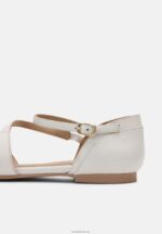 Anna Field kvinner ankelstropp i skinn ballettpumps hvit P266L2167 - Bilde 6