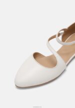 Anna Field kvinner ankelstropp i skinn ballettpumps hvit P266L2167 - Bilde 8