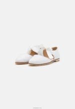 Anna Field kvinner ankelstropp i skinn ballettpumps hvit P266L2169 - Bilde 3