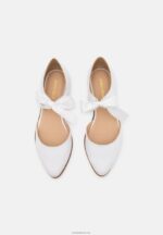 Anna Field kvinner ankelstropp i skinn ballettpumps hvit P266L2169 - Bilde 6